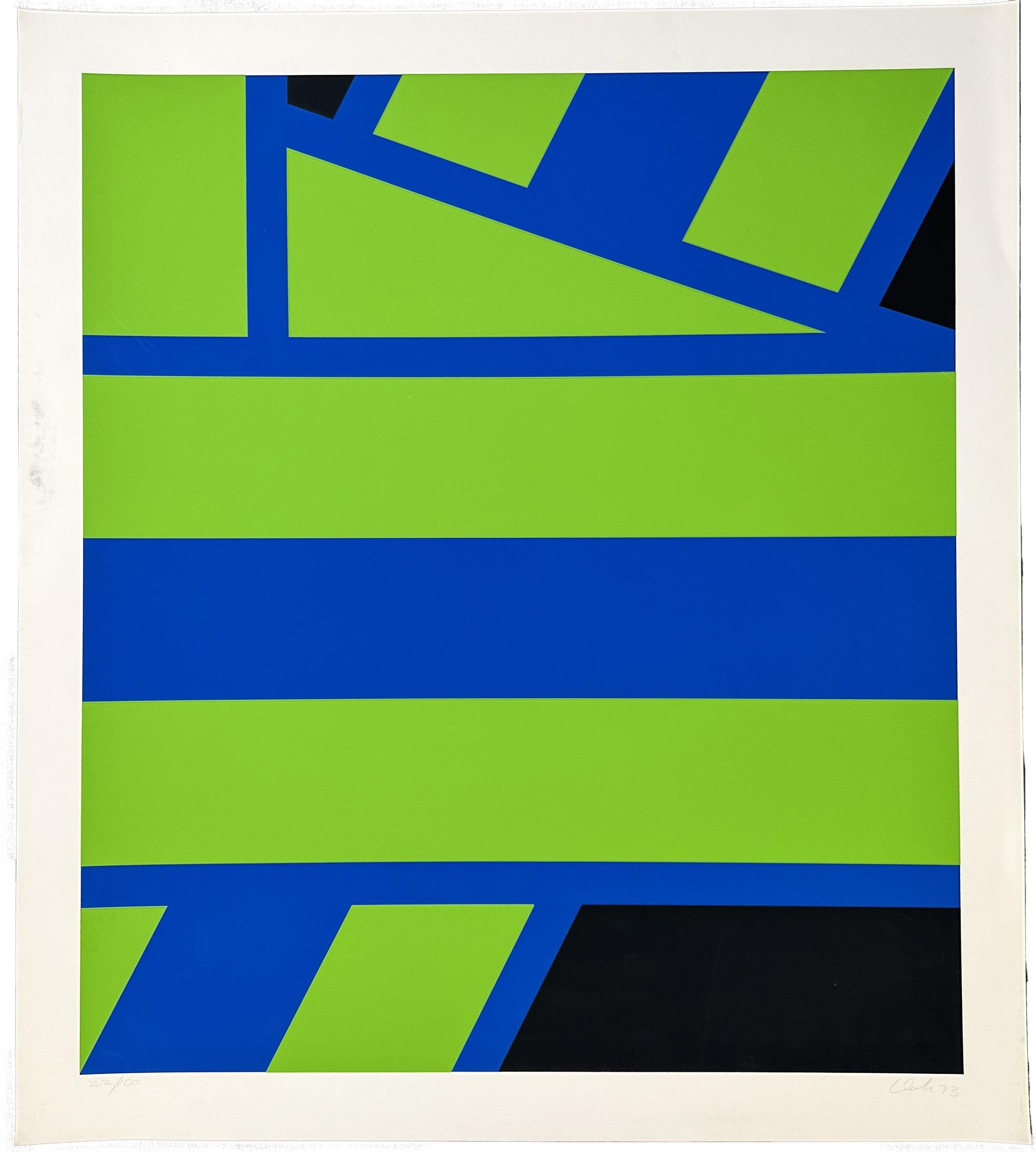 Pierre Clerk
Plate II : Green - 1973
Print - Silkscreen on Somerset paper 32'' x 36''
Edition: Signed in pencil and marked 22/100

image size: 28" x 32" inches

The images of Pierre Clerk’s graphic works directly relate to ideas he uses in his