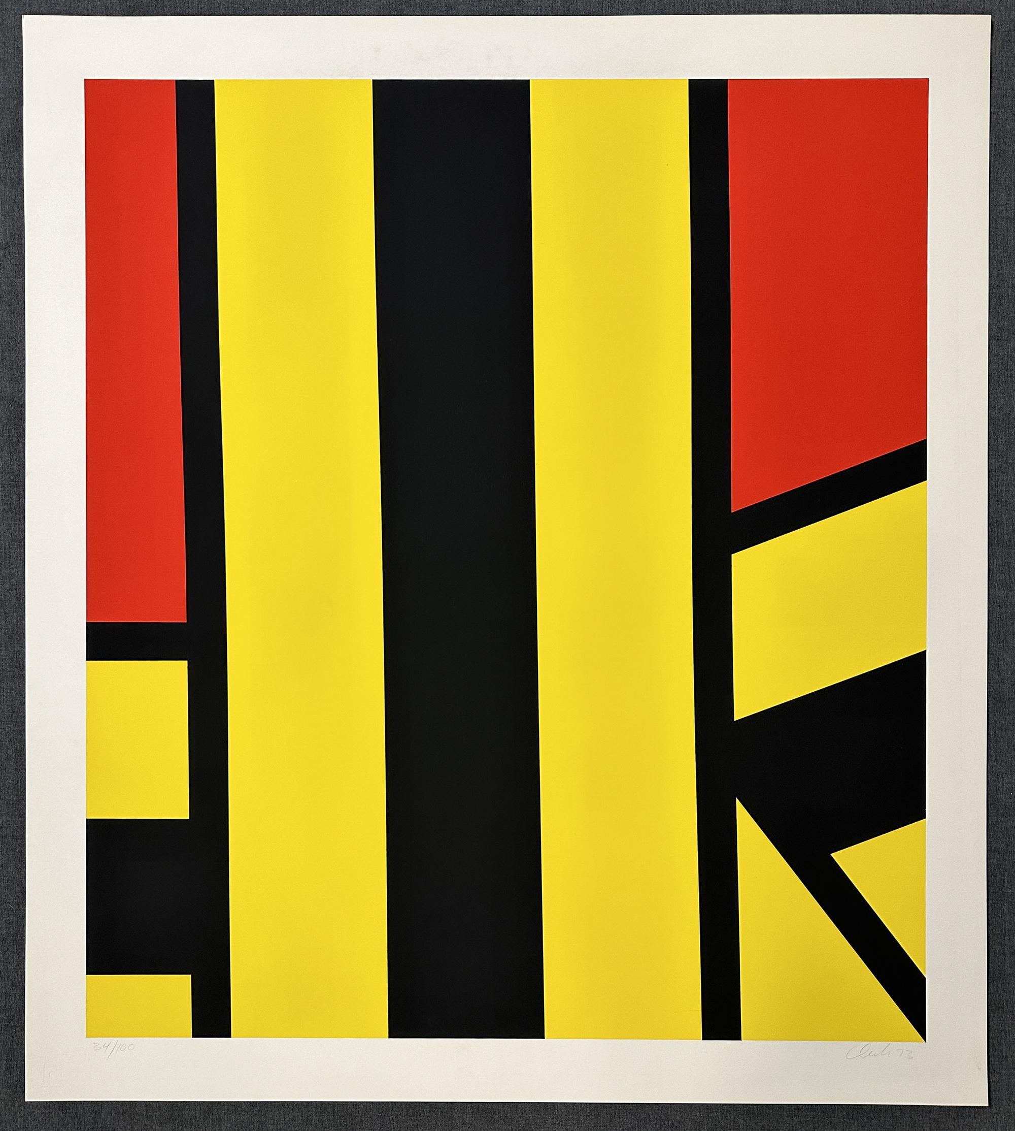 Pierre Clerk Plate V Yellow-Red 1973 Signed Limited Edition Silkscreen For Sale 1