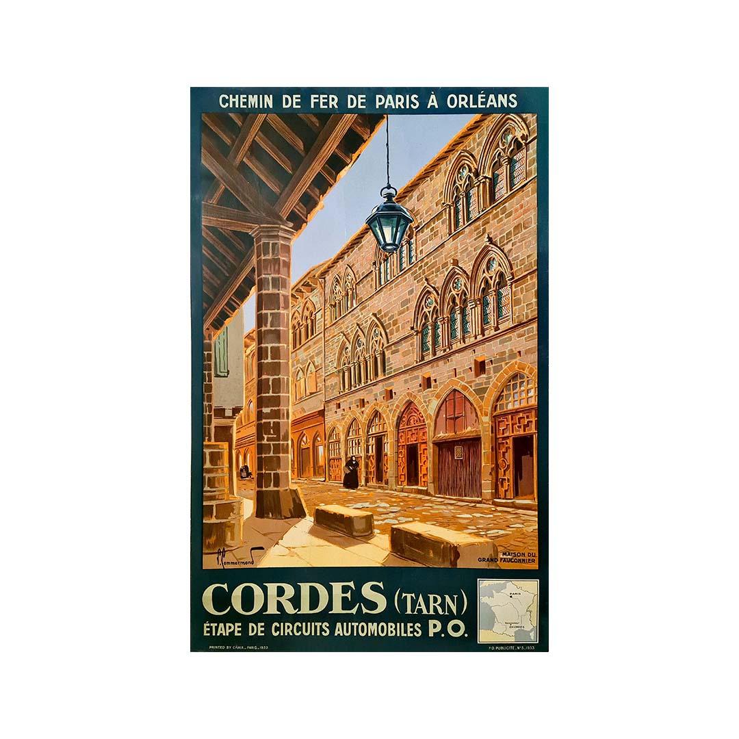 1933 original poster by Pierre Commarmond Cordes – Maison du Grand Fauconnier For Sale 2