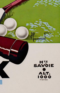 "Combloux (jugando al golf), " Cartel litografía original firmada por Pierre Commarmond