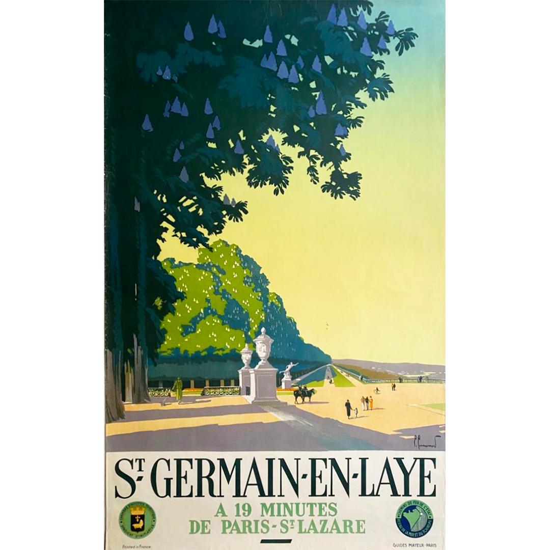Das Originalplakat mit den prächtigen Farben stammt von Pierre Commarmond 🇫🇷 (1897-1983), einem französischen Maler und Plakatgestalter.

Er hat vor allem zahlreiche Plakate für die französischen Eisenbahnen gestaltet.

Saint-Germain-en-Laye ist