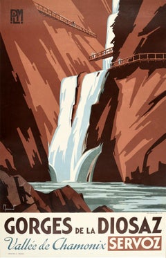 Original-Vintage-Poster, Gorges De La Diosaz Vallee De Chamonix, Servox PLM, Reise