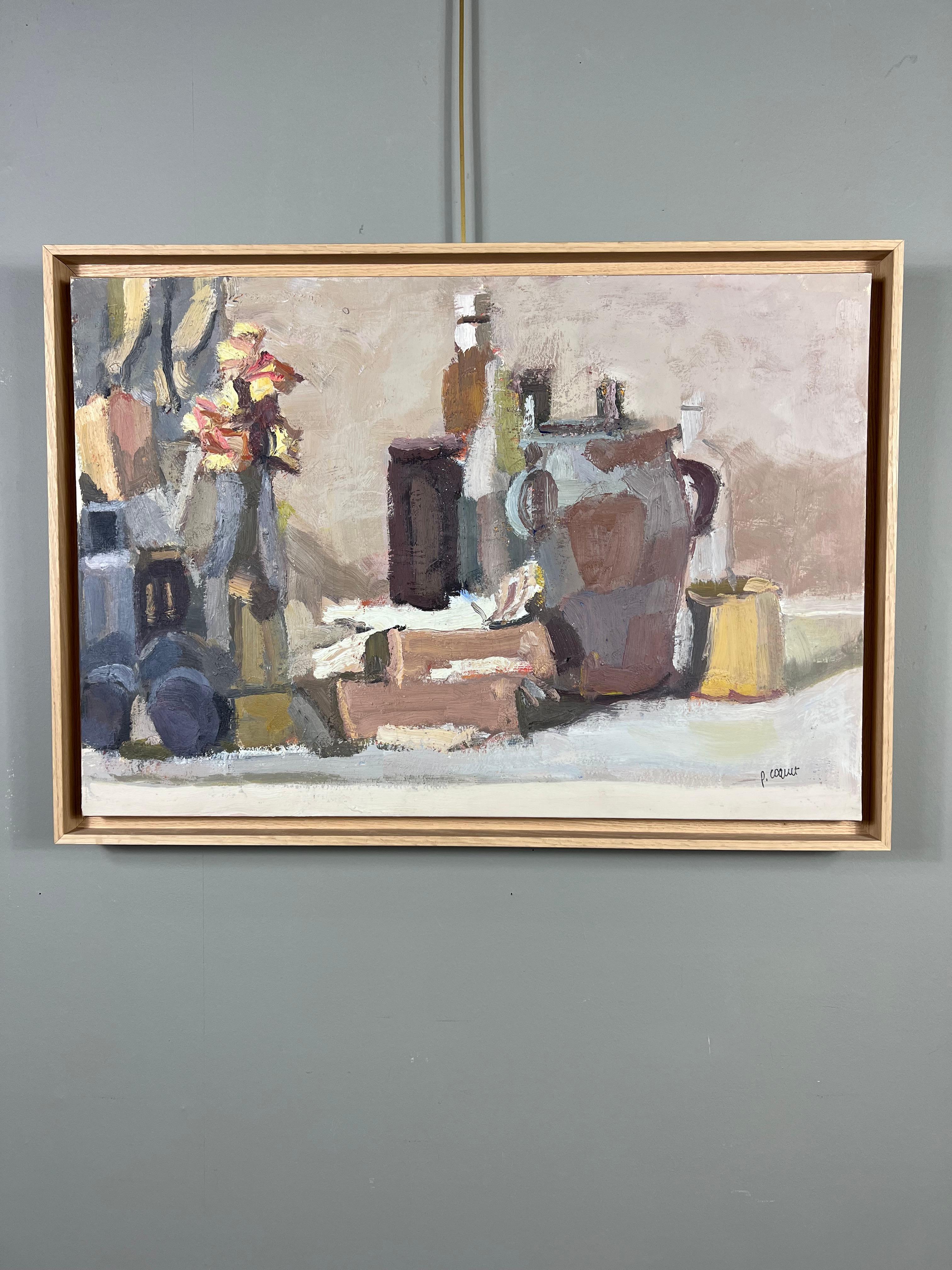 Composition avec une jarre, peinture à l'huile de Pierre Coquet en vente 2