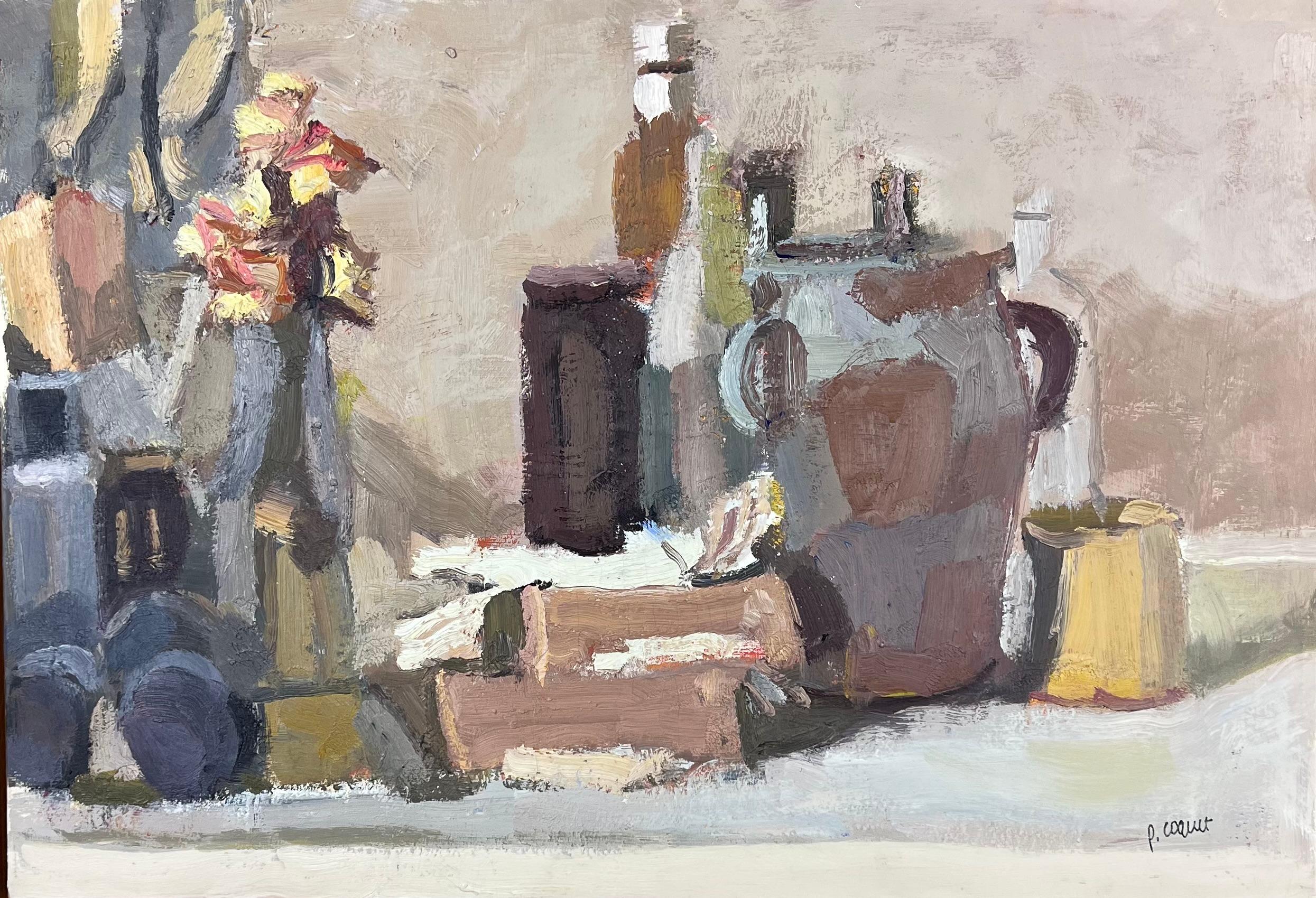 Composition with a jar, oil painting by Pierre Coquet
Reference number F488
Framed with a natural oak floated frame
48 x 70 x 2 cm (53 x 75 x 3,5 cm frame included)
This work is painted with oil on a paper that is laid on a canvas and placed in a