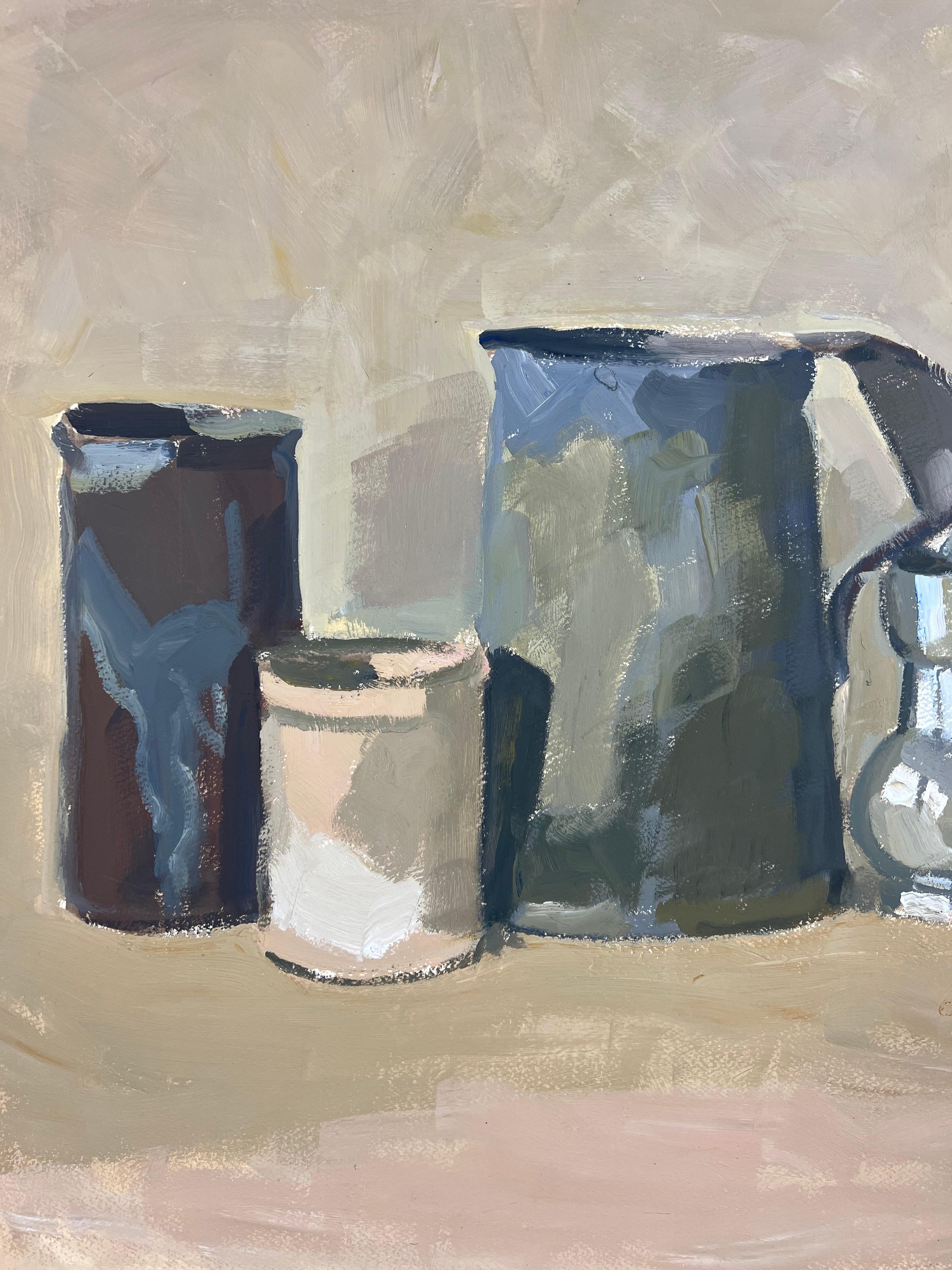 Still life with a pewter pitcher, original oil painting by Pierre Coquet For Sale 9