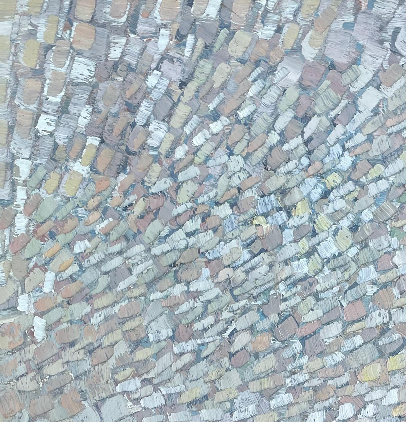 Composizione astratta - Olio originale su tela - 31,5 x 31,5 pollici - Abstract Painting Grigio di Pierre Coquet