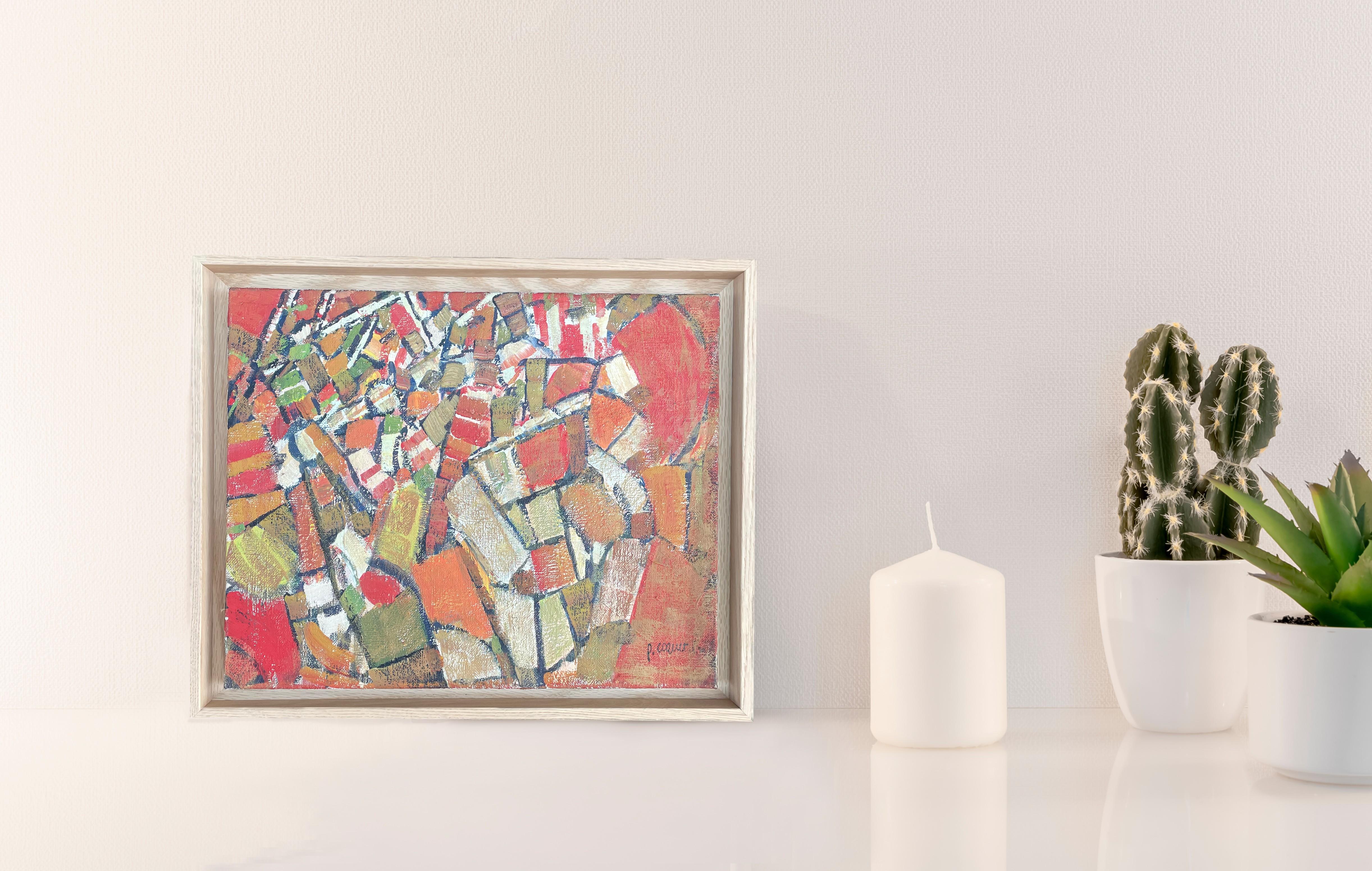 Abstract Composition – Original Oil on Canvas – 13 x 16.1 in - Painting by Pierre Coquet
