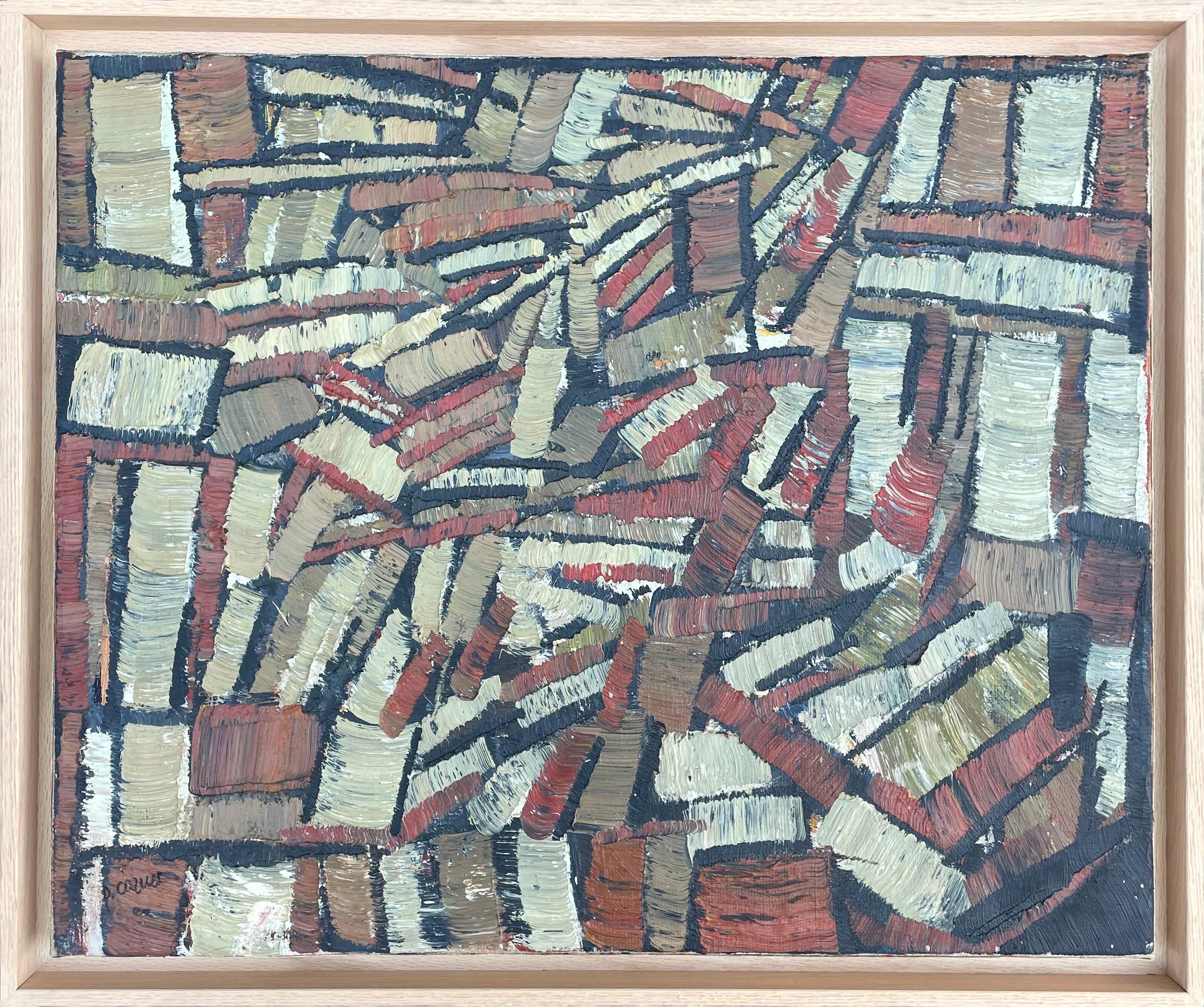 Abstract Composition – Original Oil on Canvas – 19.7 x 24 in - French School Painting by Pierre Coquet