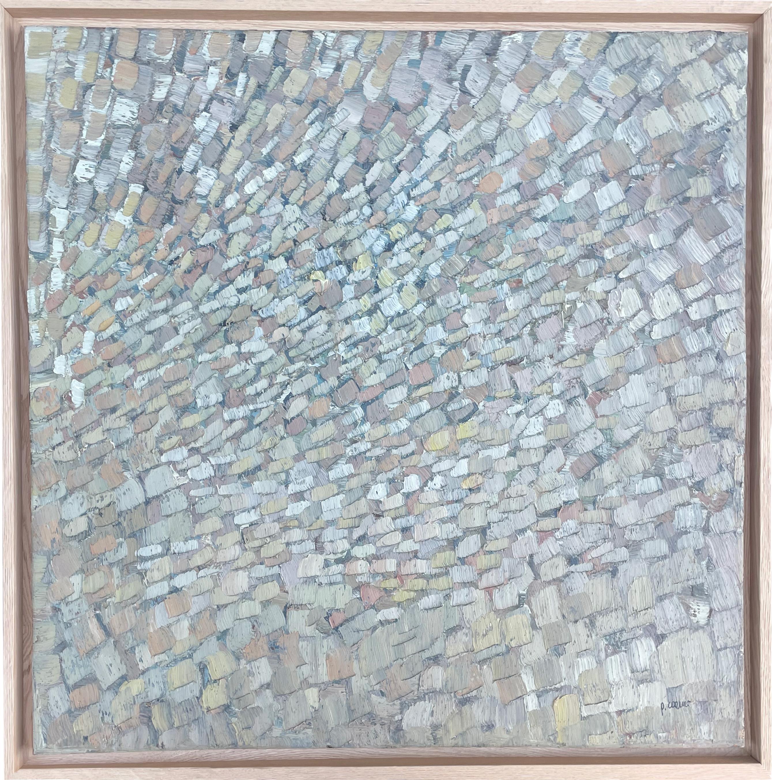 Composizione astratta - Olio originale su tela - 31,5 x 31,5 pollici - Painting di Pierre Coquet