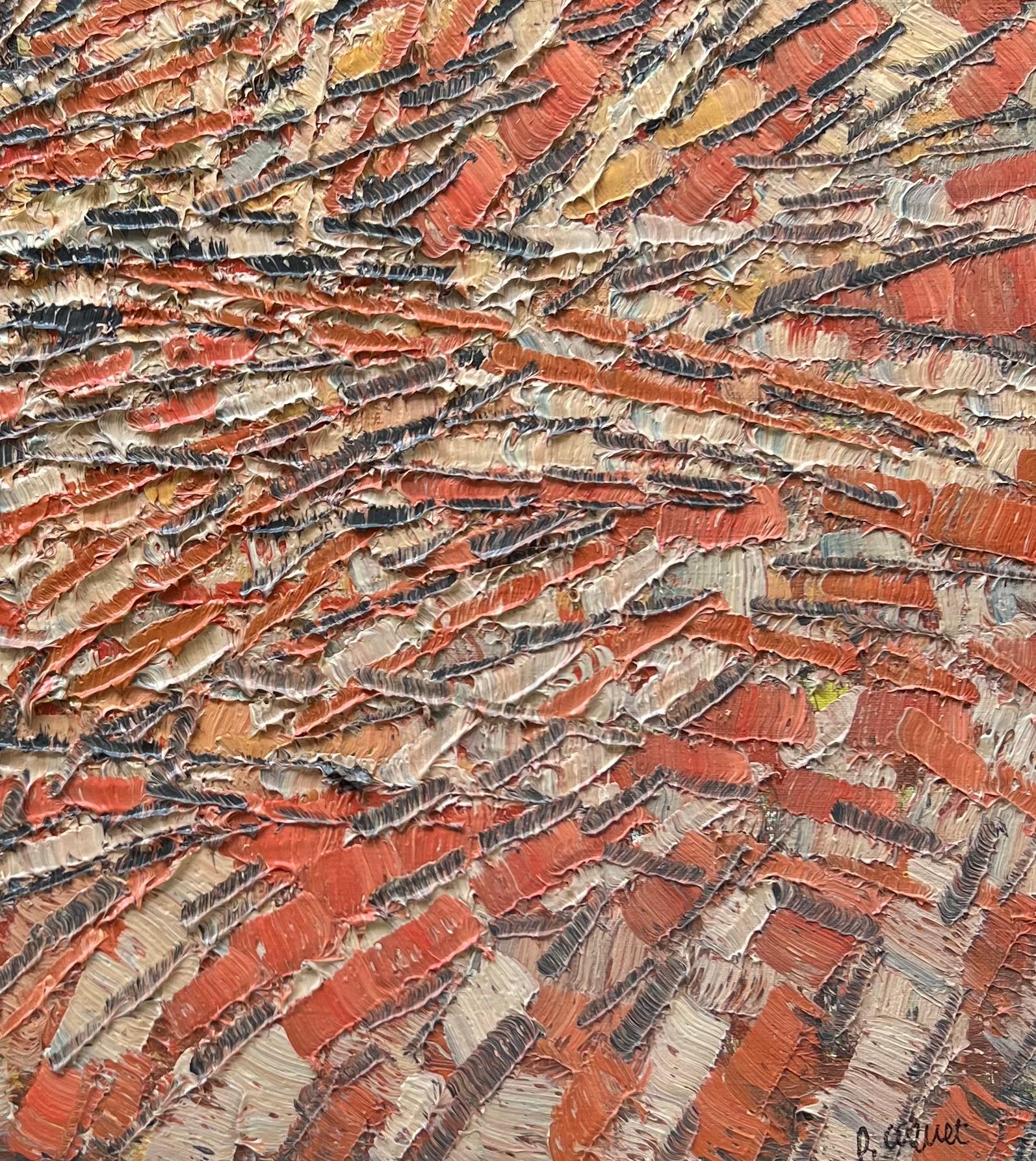 Abstract Composition – Original Oil on Canvas – 15 x 21.7 in - French School Painting by Pierre Coquet