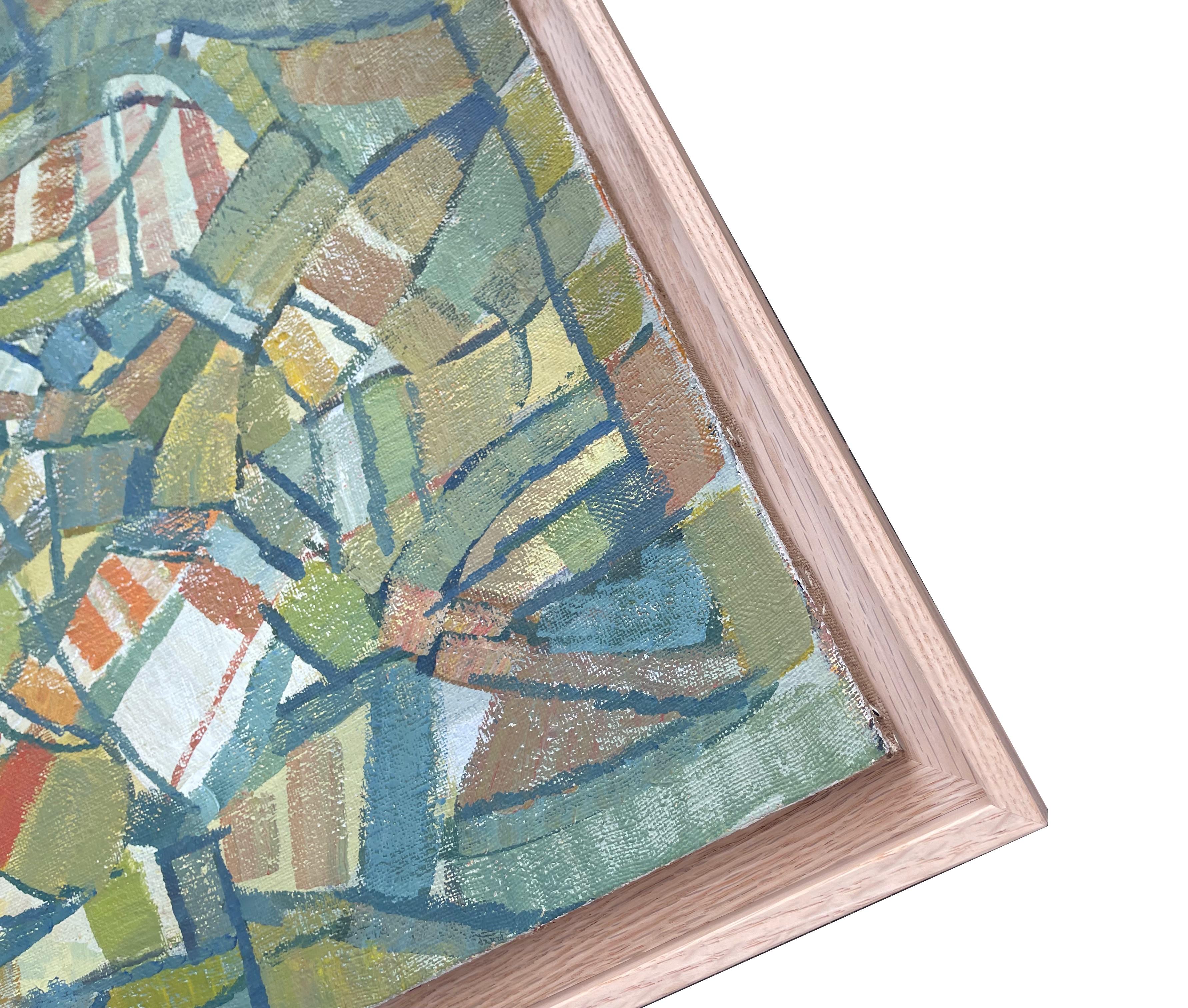 Composizione astratta - Olio originale su tela - 13 x 16,1 pollici - Abstract Painting Grigio di Pierre Coquet