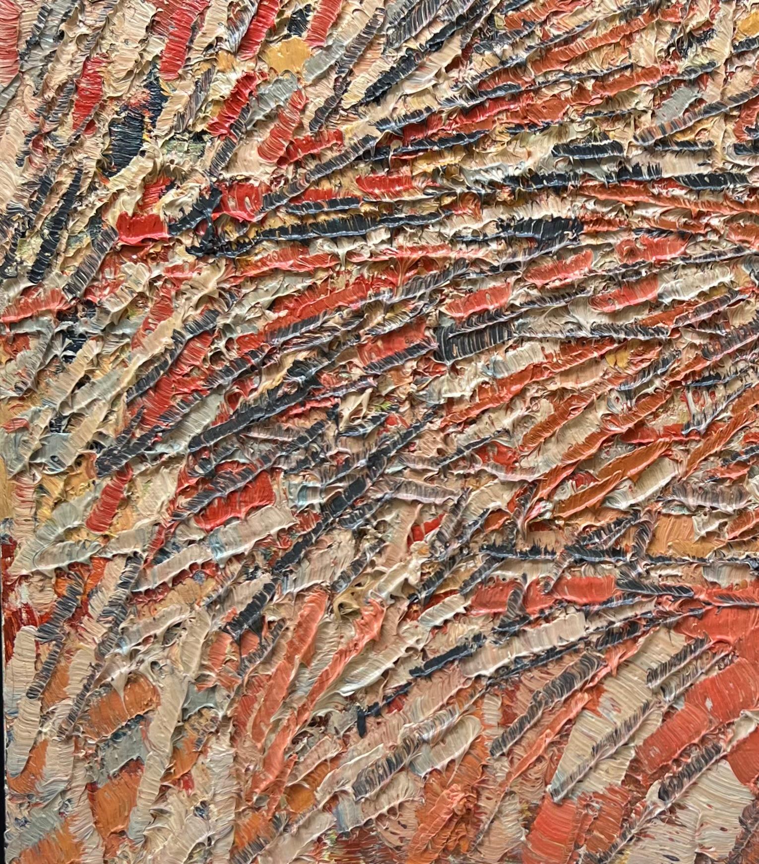 Abstract Composition – Original Oil on Canvas – 15 x 21.7 in - Gray Abstract Painting by Pierre Coquet