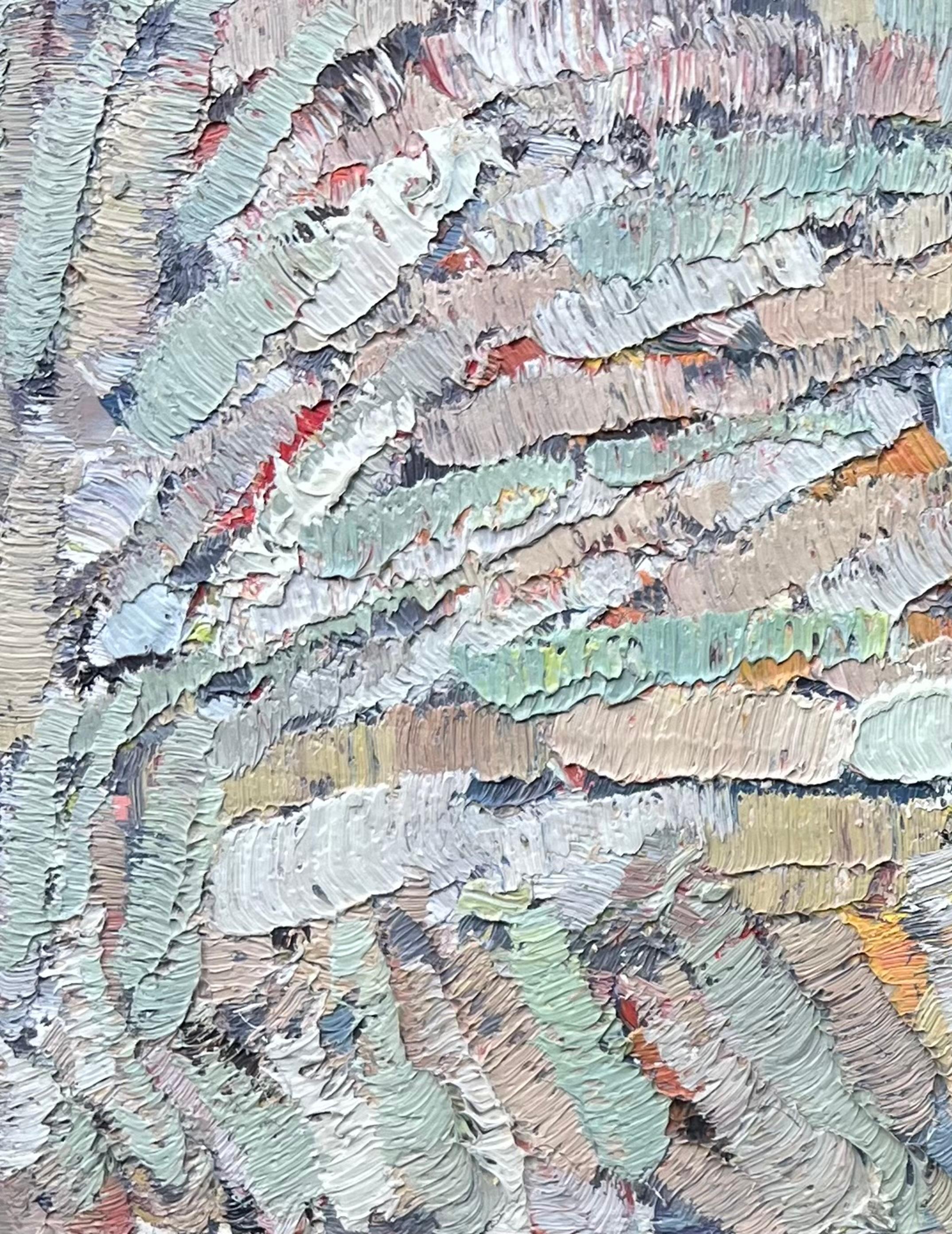 Composizione astratta - Olio originale su tavola - 7,9 x 15 pollici - Abstract Painting Blu di Pierre Coquet