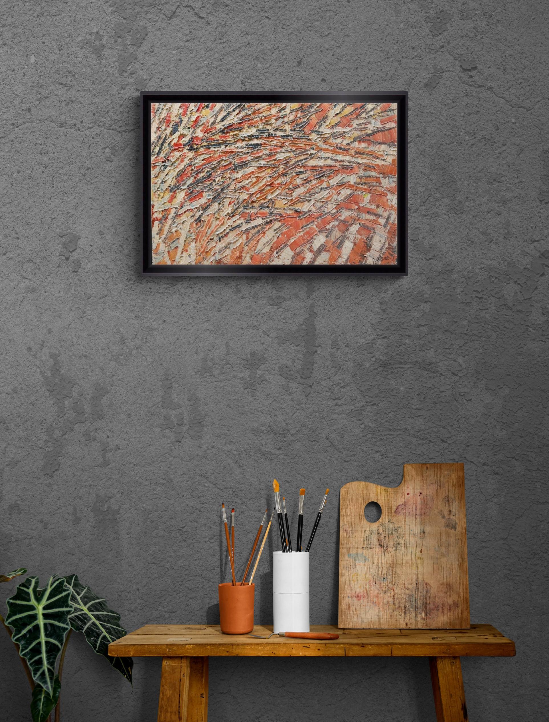 Abstract Composition – Original Oil on Canvas – 15 x 21.7 in For Sale 3