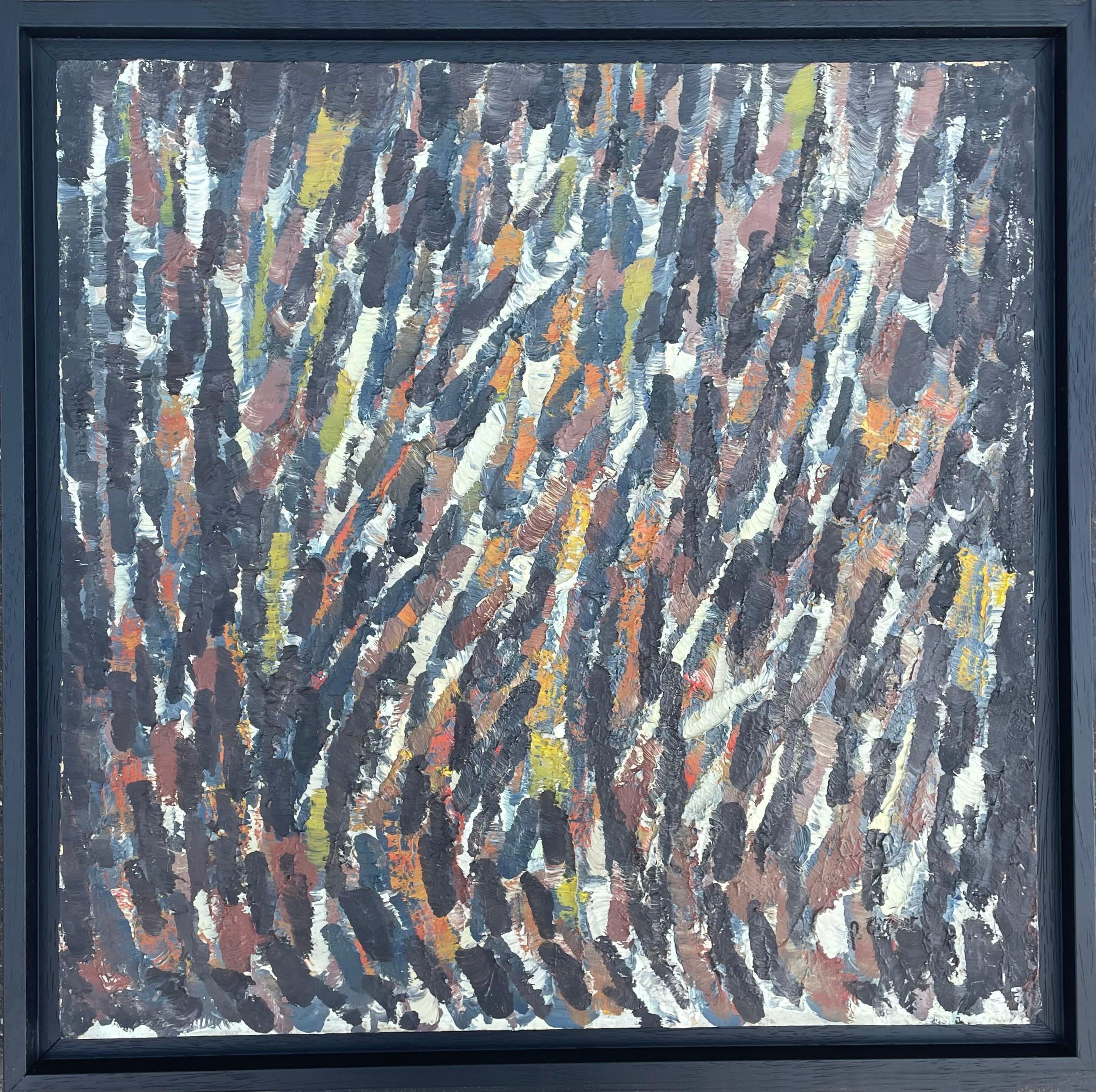 Composizione astratta - Olio originale su tavola - 18,9 x 18,9 pollici