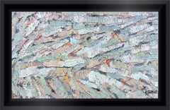 Composizione astratta - Olio originale su tavola - 7,9 x 15 pollici