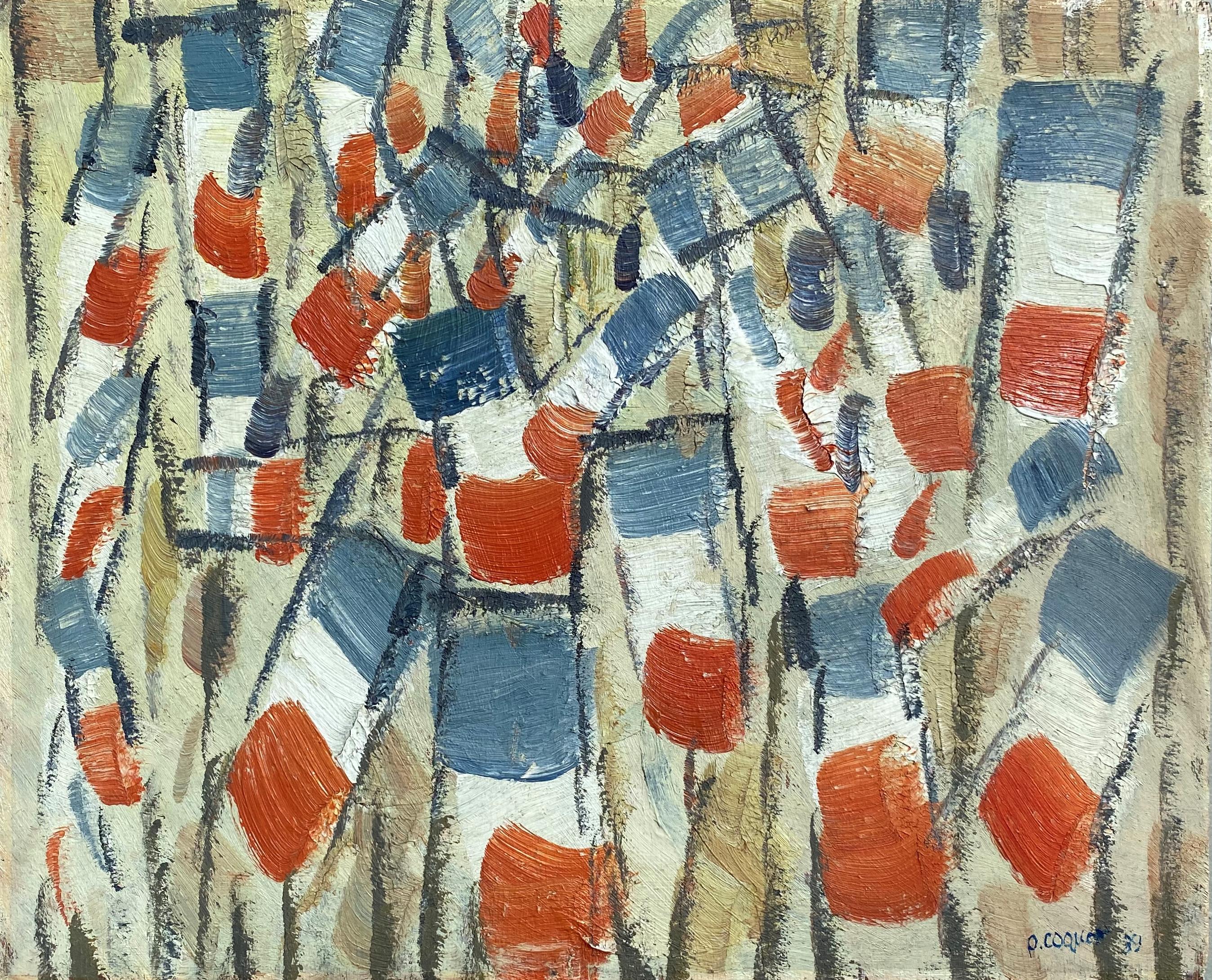 Pierre Coquet Figurative Painting – Franais-/französische Flaggen aus Segeltuch