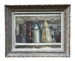 Pierre Coquet - "Nell'alcova dello studio", Olio su tavola rigida, 1960 ca.