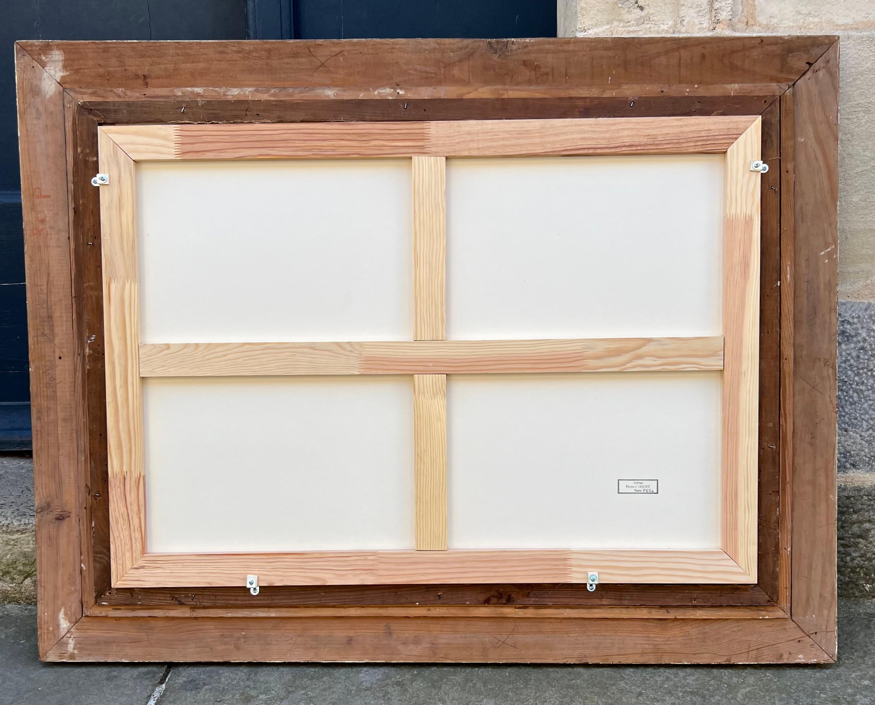 Stilleben mit blauem und weißem Stoff - Original Ölgemälde - 25.6 x 36.2 in im Angebot 8