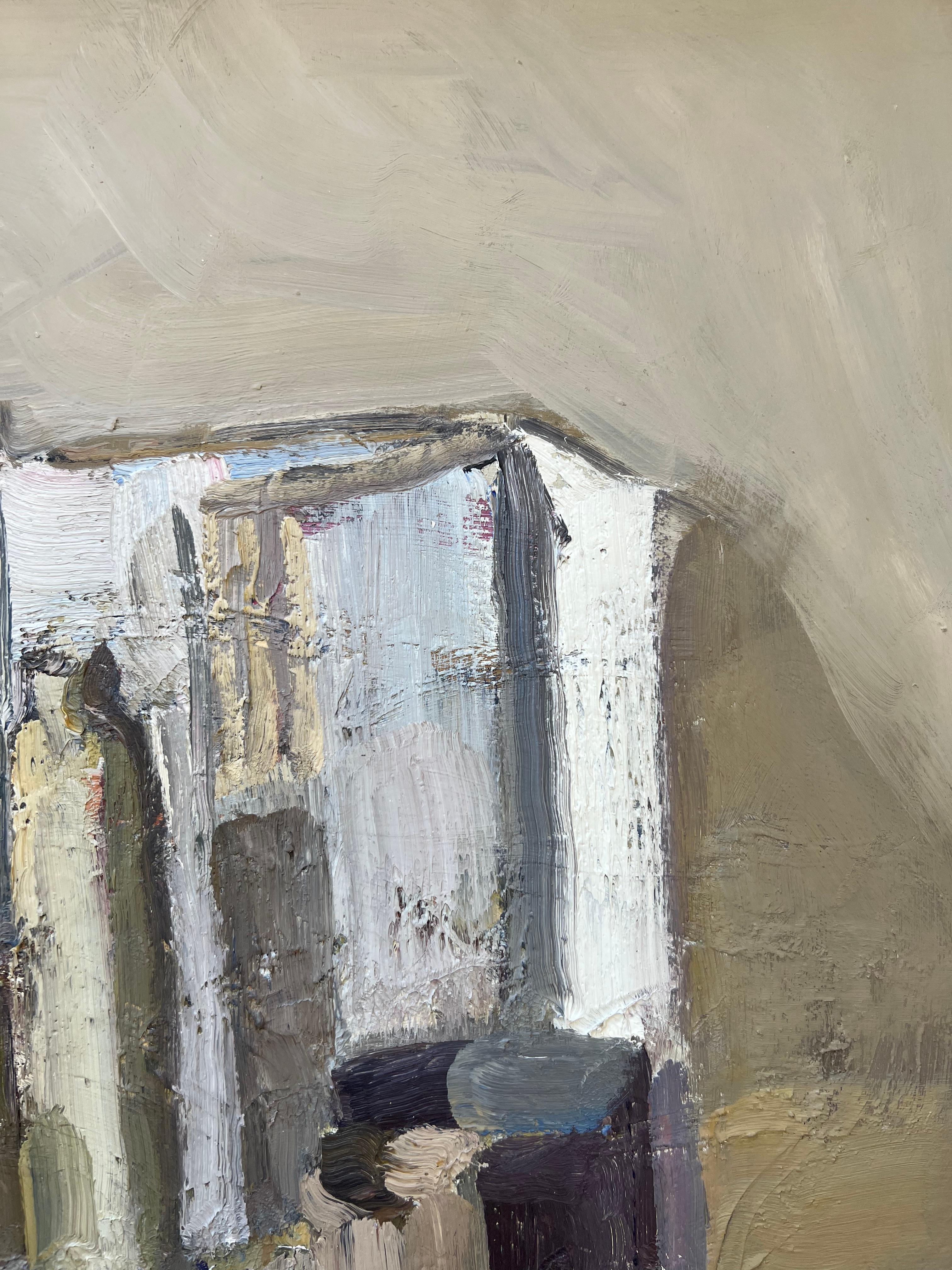 Still life with open books – Original Oil on Canvas – 26 x 21.7 in For Sale 3