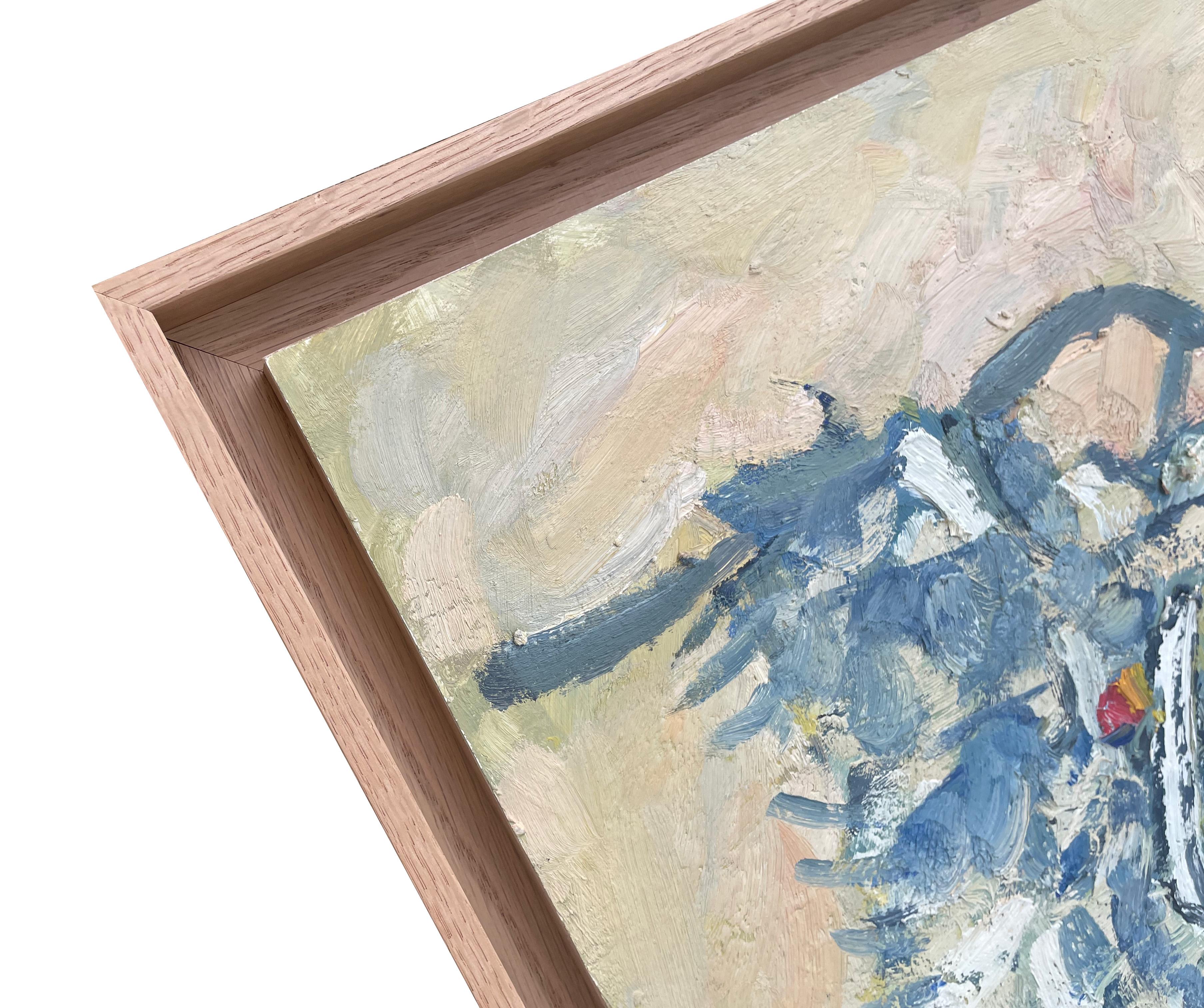 Blauer Stuhl, Original-Leinwand von Pierre Coquet im Angebot 3