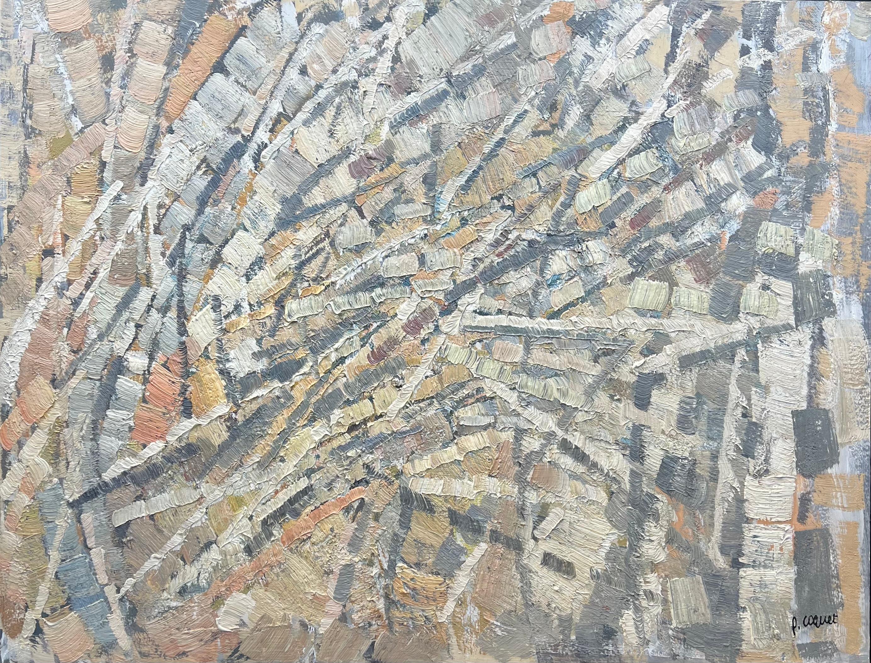 Composizione astratta, pittura a olio di Pierre Coquet 1