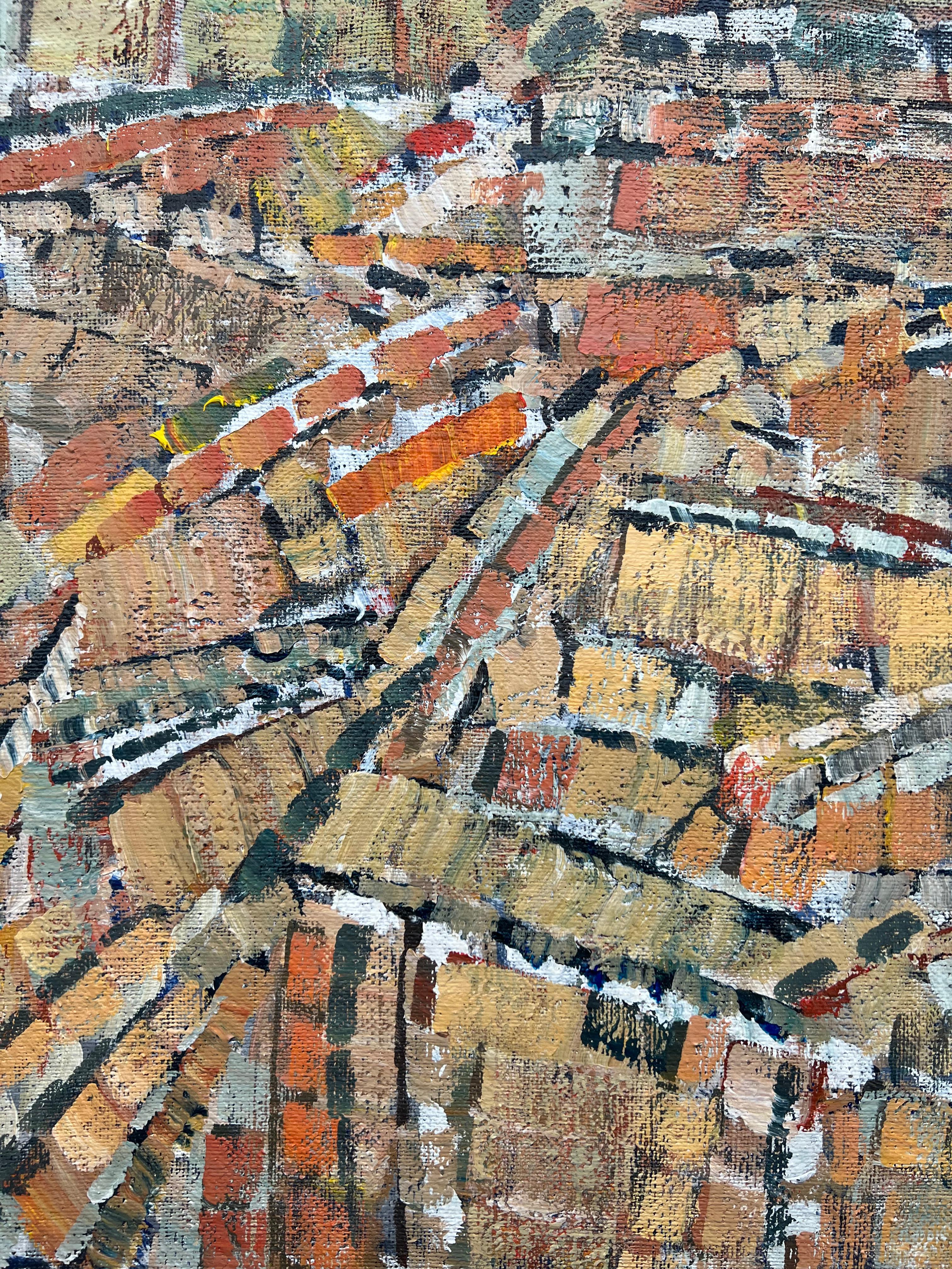 Composizione astratta, pittura a olio di Pierre Coquet 5