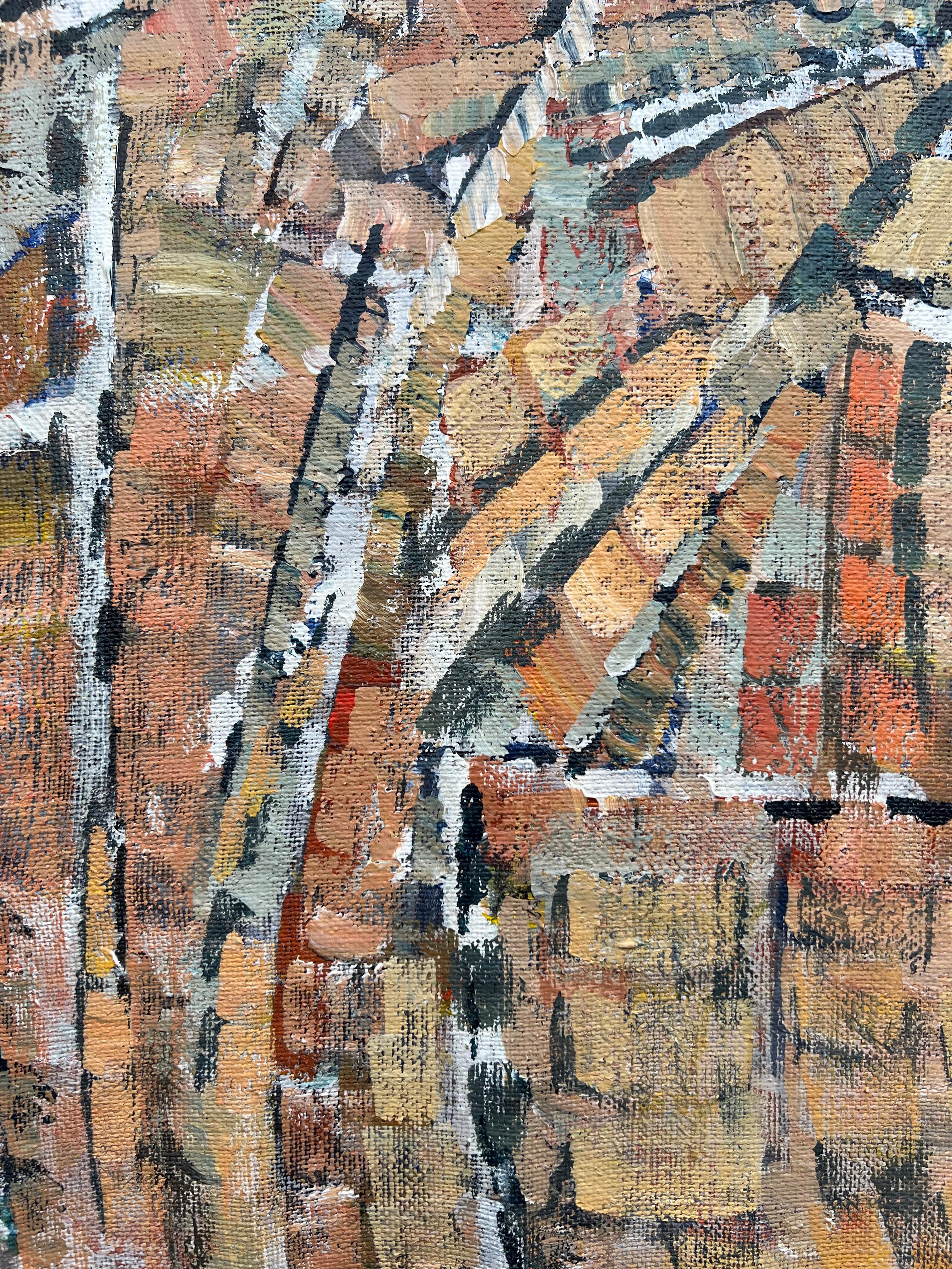 Composizione astratta, pittura a olio di Pierre Coquet 6