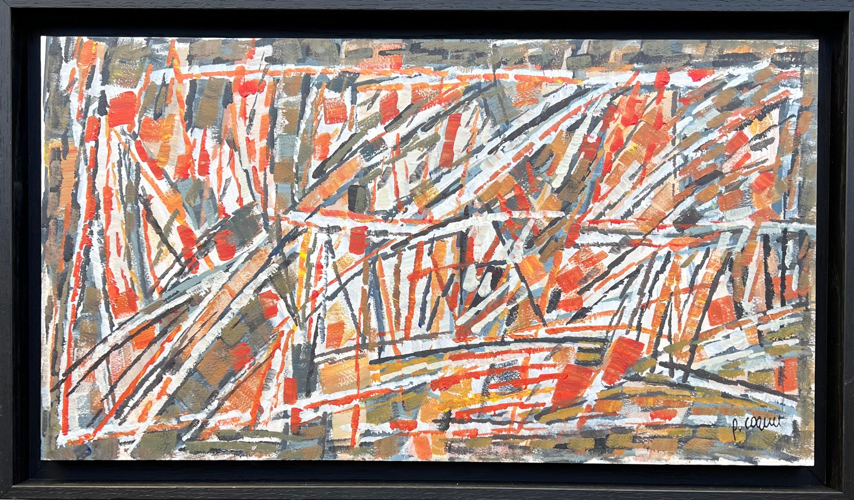 Composition abstraite, peinture à l'huile de Pierre Coquet