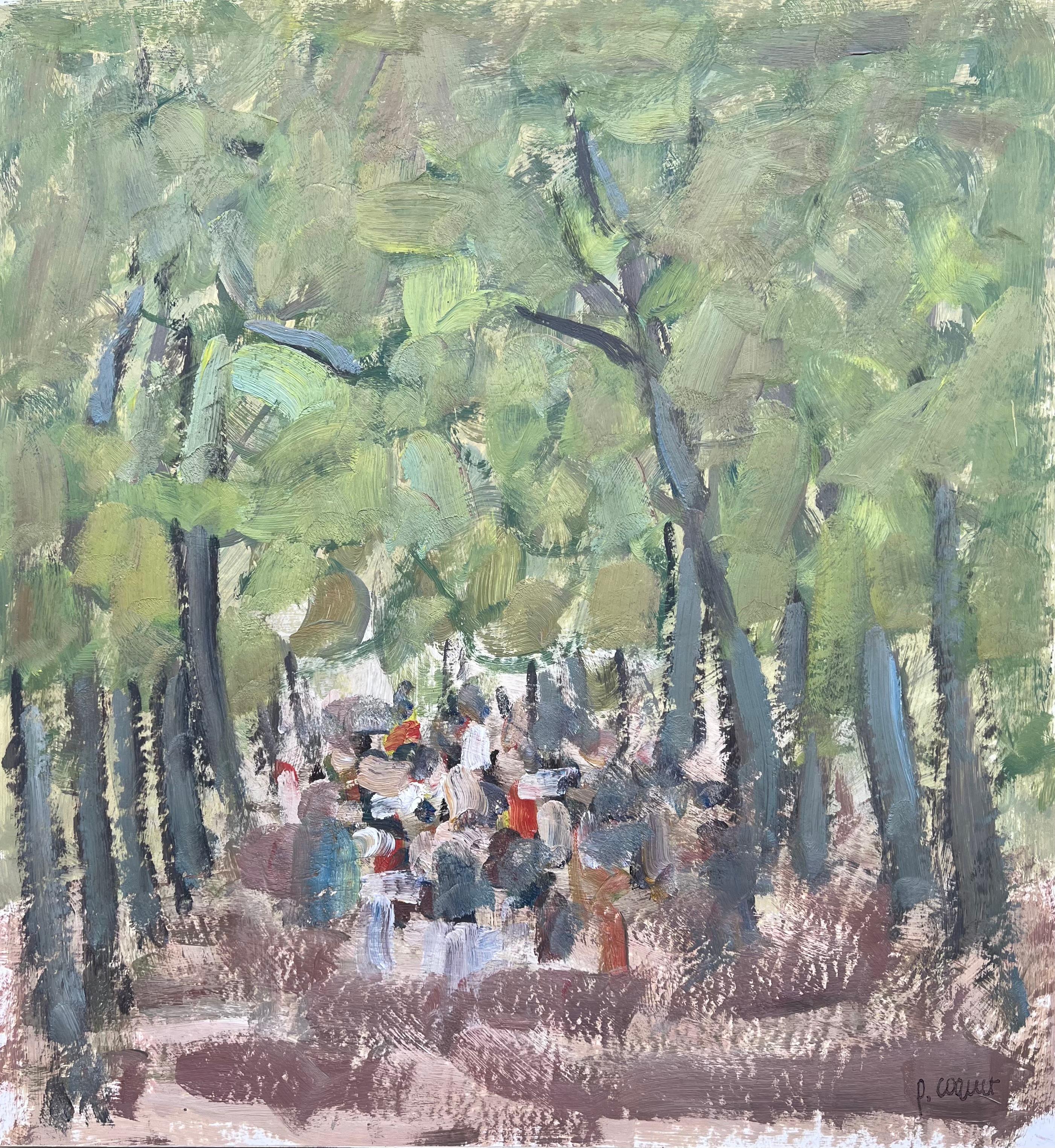 Characters at the edge of the wood, oil painting by Pierre Coquet For Sale 1