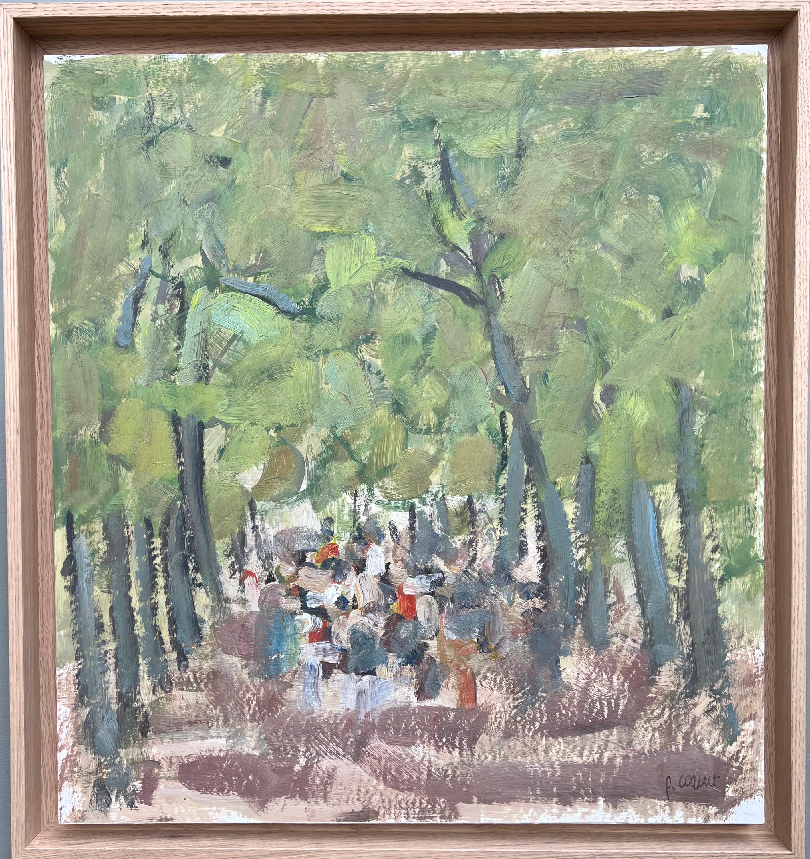 Caractéristiques au bord du bois, peinture à l'huile de Pierre Coquet