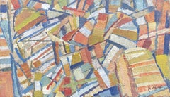 Composition abstraite, peinture à l'huile sur toile de Pierre Coquet
