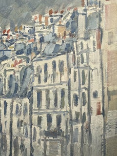 Vue de Paris près de « La Villette », peinture à l'huile de Pierre Coquet