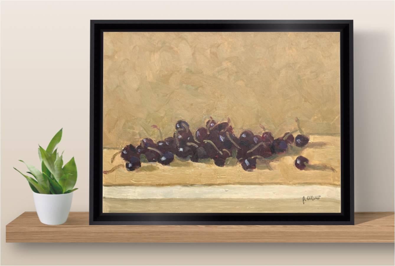 Nature morte avec cerises, peinture à l'huile sur toile de Pierre Coquet en vente 10