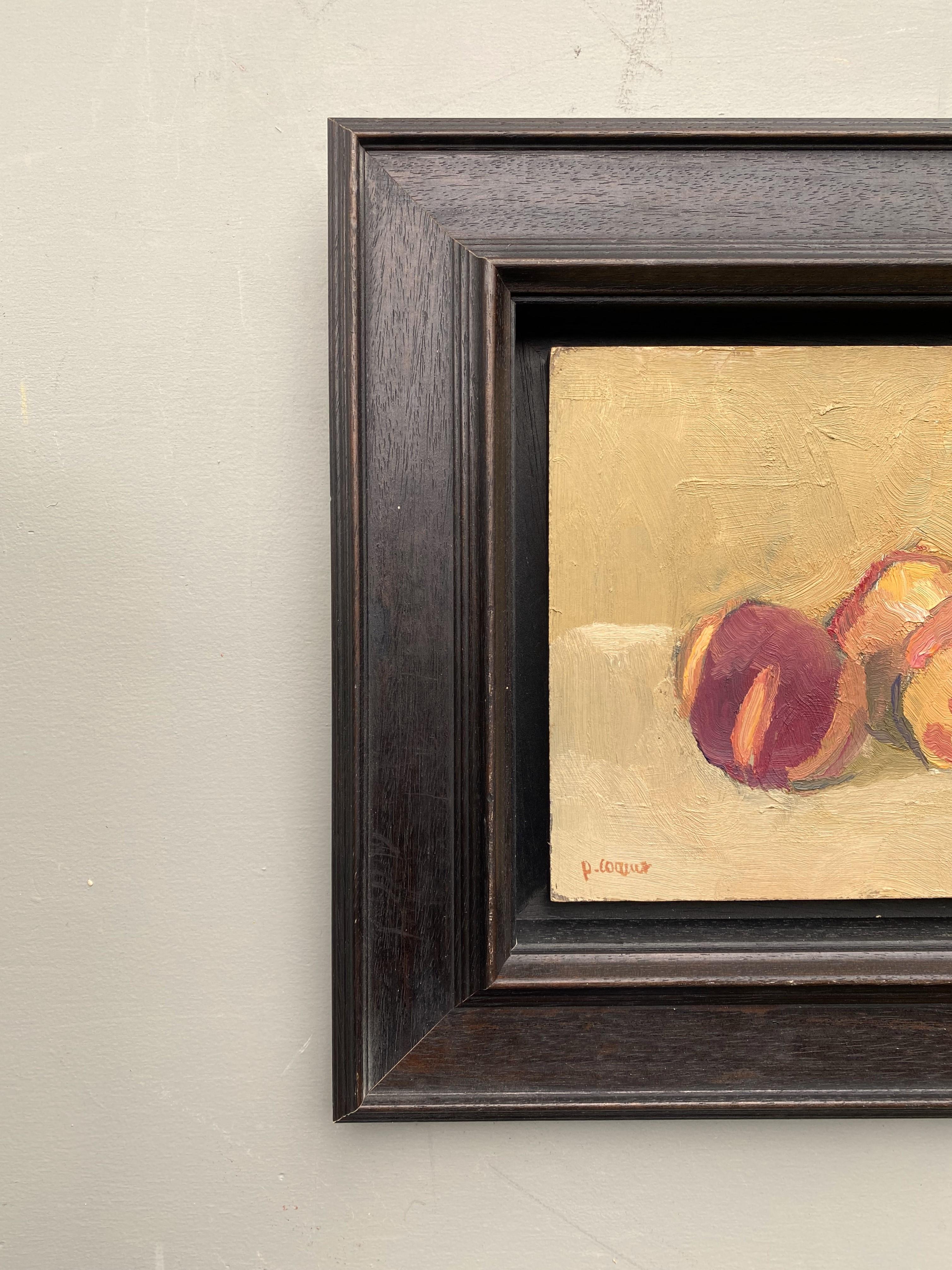 Still life with peaches, oil painting by Pierre Coquet For Sale 1