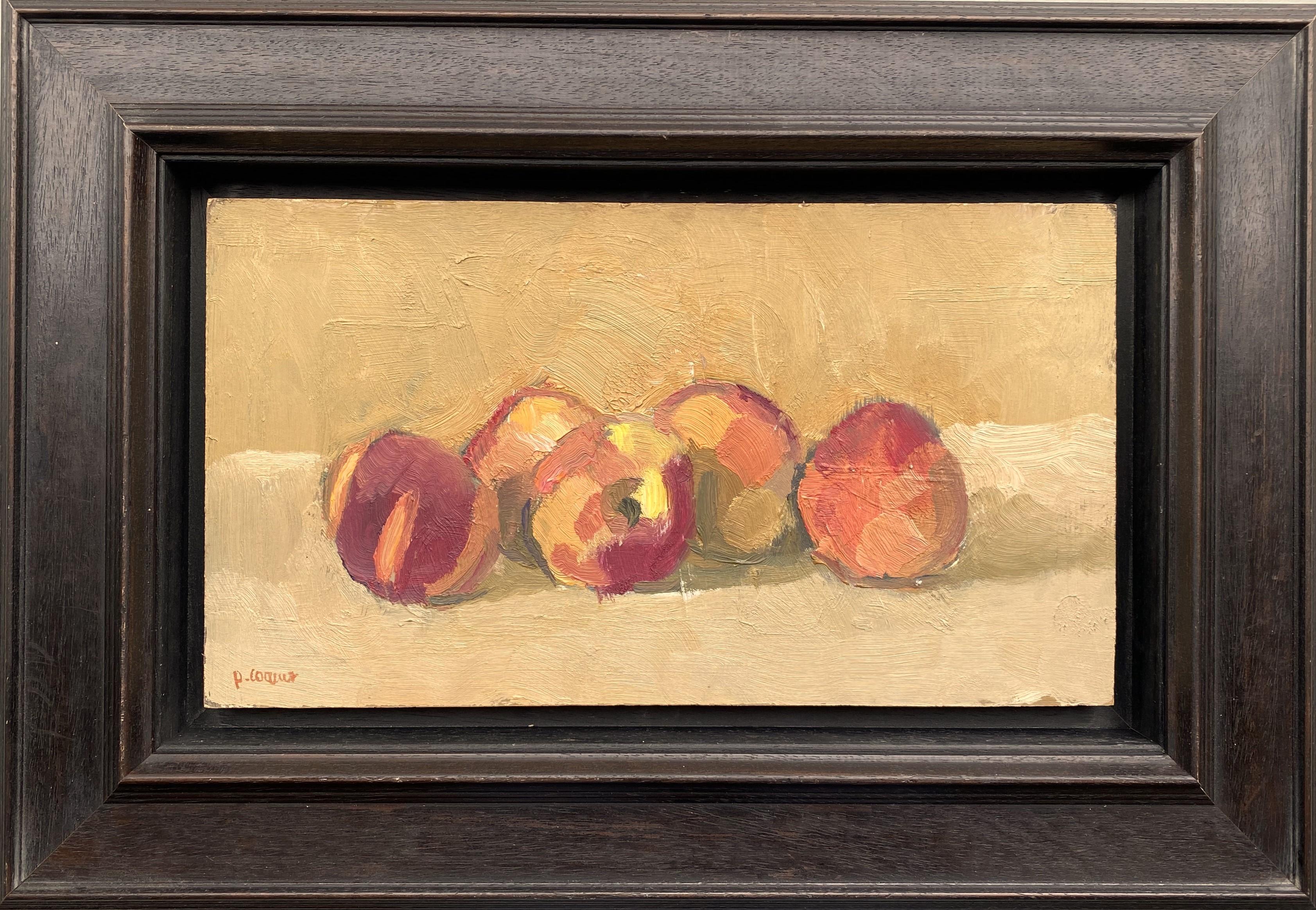 Still life with peaches, oil painting by Pierre Coquet