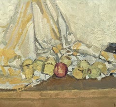 Still life with a yellow tablecloth, oil painting by Pierre Coquet
