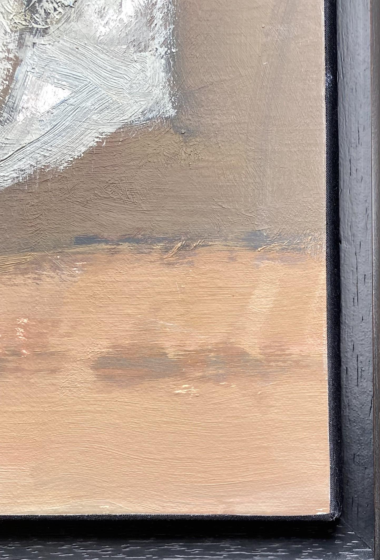 Numéro de référence F371
Cette œuvre est peinte à l'huile sur un papier qui est monté sur une toile et placé dans un châssis en bois fait sur mesure. Il est signé en bas à gauche.
Le tableau n'est pas encadré mais il pourrait l'être avec un cadre