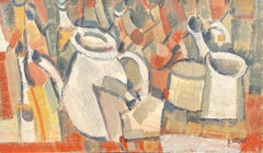 Pierre Coquet - Cubist Still Life, Oil on Board, Framed, French School, 1980s