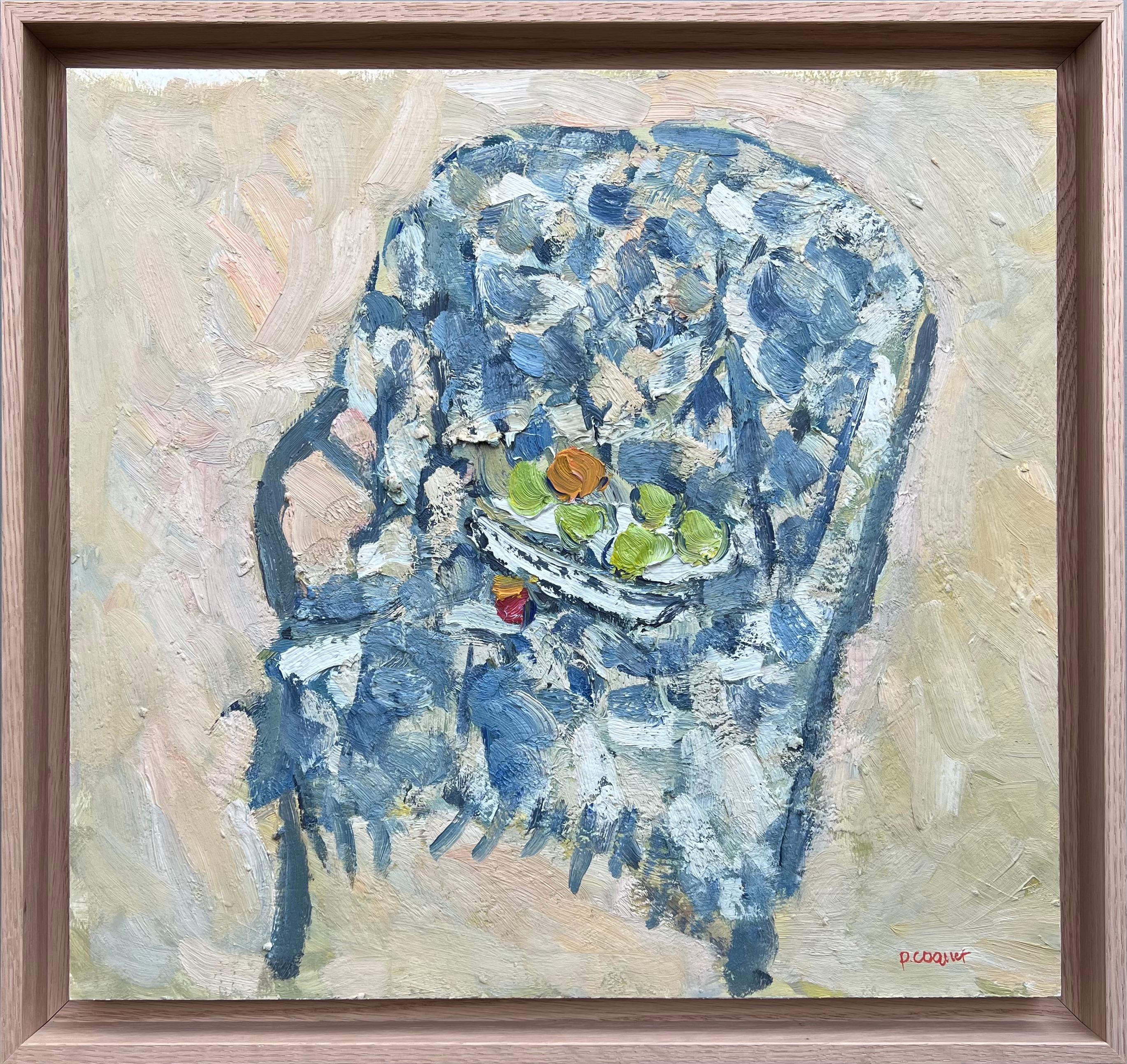 Pierre Coquet, Still life with a blue armchair,
Reference number F468
Framed with a natural oak floated frame
43 x 46 cm frame included (38 x 41 cm without frame)
This work is painted with oil on a paper that is laid on a board and placed in a made