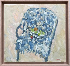 Stillleben mit einem blauen Sessel, Ölgemälde von Pierre Coquet