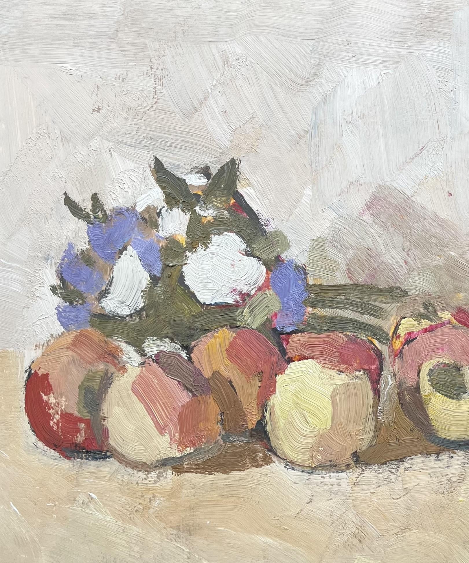 Natura morta con mele e fiori, dipinto a olio di Pierre Coquet 2