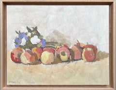 Still life with apples and flowers, oil painting by Pierre Coquet