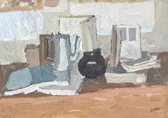 Still life with books on the table, oil painting by Pierre Coquet