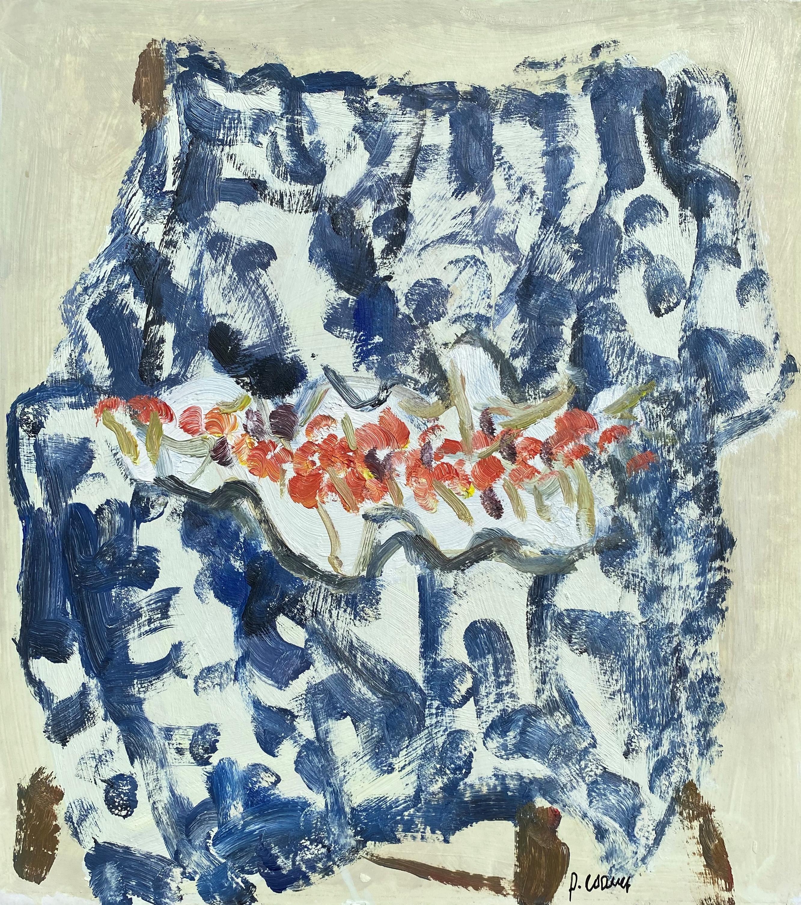 Pierre Coquet Figurative Painting - L'étole aux cerises/Blue stole with cherries