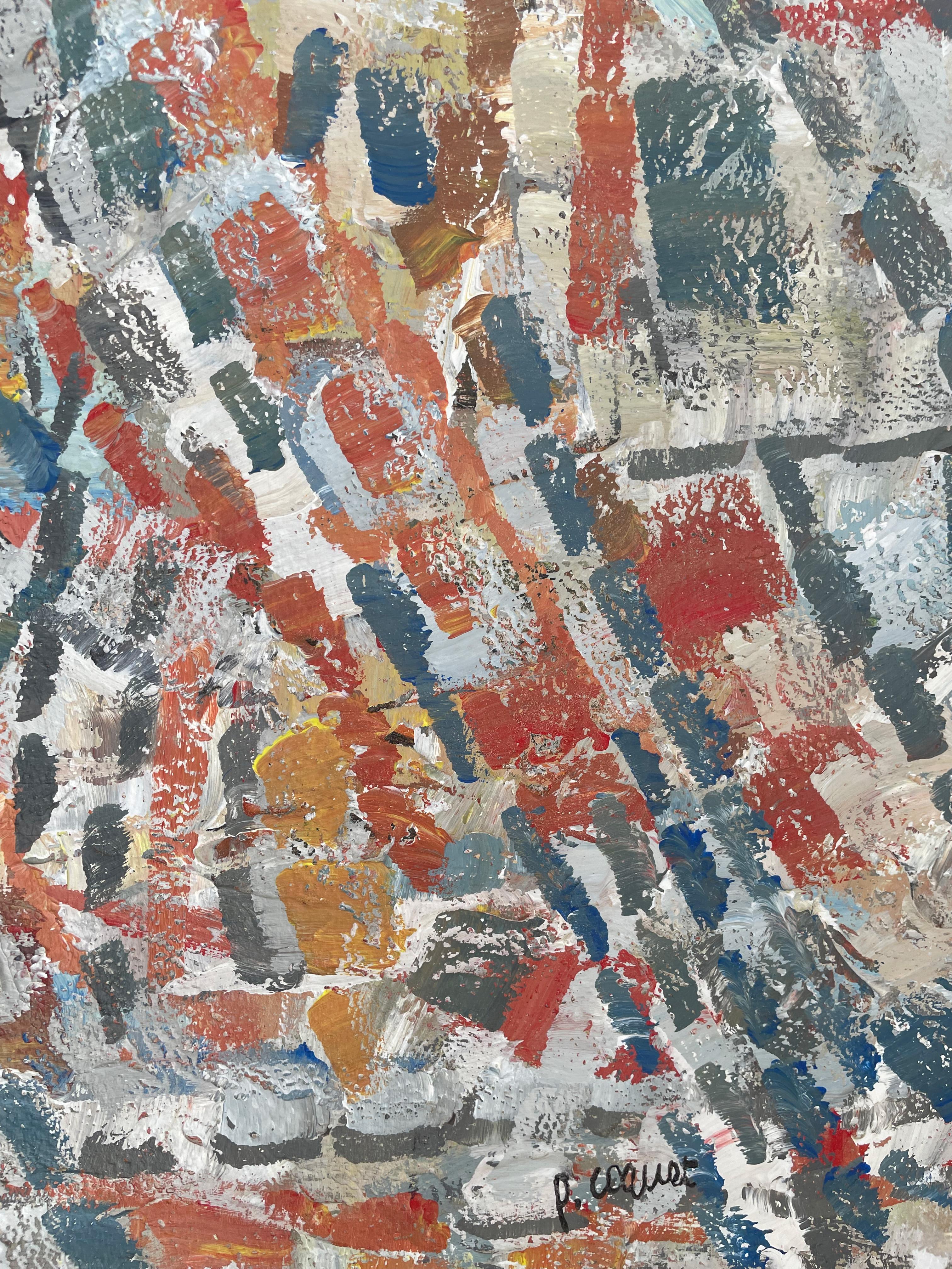 Composizione astratta - dipinto originale di Pierre Coquet - Abstract Painting Grigio di Pierre Coquet 