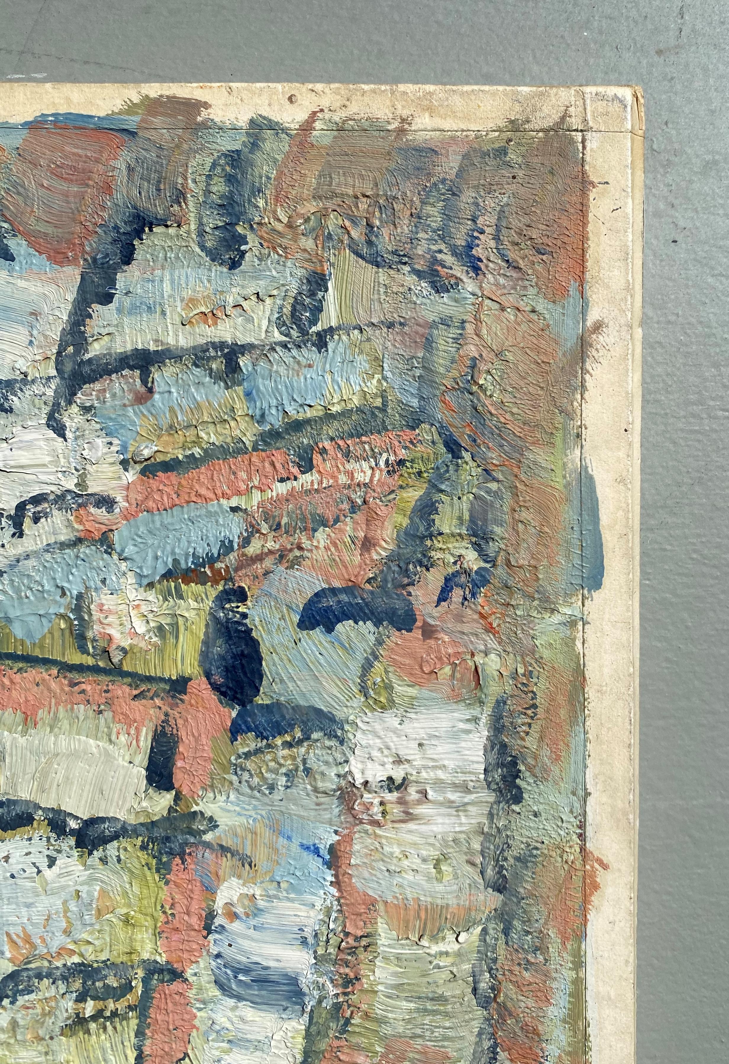 Referenznummer A7
Nicht gerahmt, kann aber mit einem Rahmen aus Eichenholz versehen werden (100 Euro Aufpreis).
36 x 36 cm 
Dieses Werk ist mit Öl auf eine Platte gemalt.
Pierre war sehr empfänglich für abstrakte Gemälde. Er hat viele abstrakte