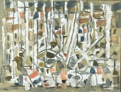 Masts in the harbor of Cannes, peinture à l'huile de Pierre Coquet