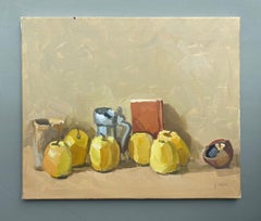 Still life with a red book, oil painting by Pierre Coquet