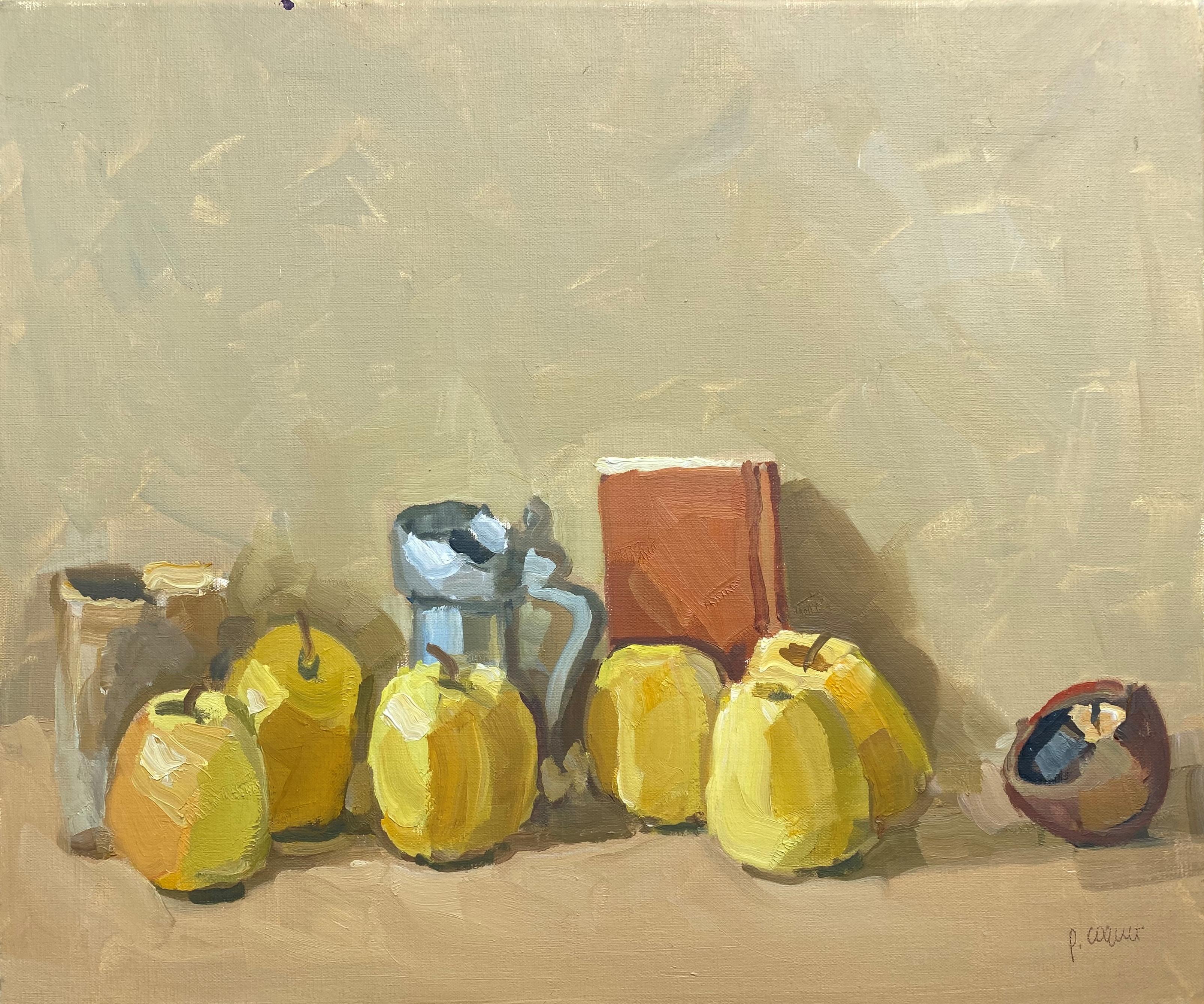 Still life with a red book, oil painting by Pierre Coquet